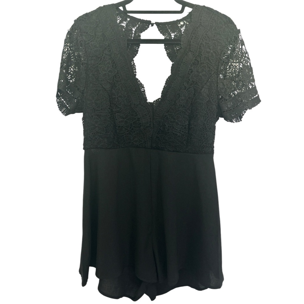 Black Crochet Lace Romper NWOT